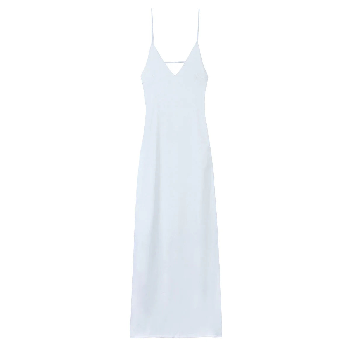 HH Pink Stain Sling Dresses Women Elegant V Neck Sleeveless Backless Slim Long Dress 2025 Summer Lady Party Holiday Dress